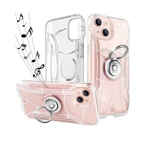 iPhone 13 Clear Shock proof case￼ with stereo amplifier. Multifunction magnetic